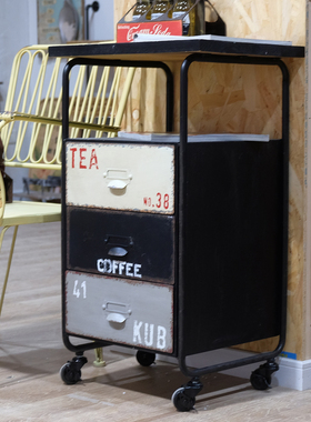 复古工业风铁艺多层抽屉收纳柜移动储物柜办公室家居装饰摆件