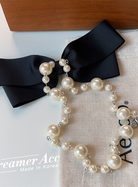 韩国进口赫本风黑色珍珠项链