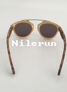 墨镜欧美金属鼻梁圆形蓝色太阳镜