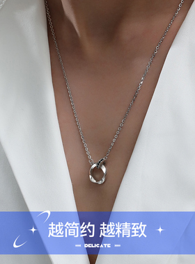 Winy999银莫比乌斯项链男轻奢美式高级嘻哈送男朋友生日礼物证书