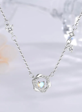 Winy小众银色花朵水晶锁骨链