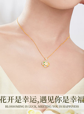 Winy925银项链山茶花和田玉