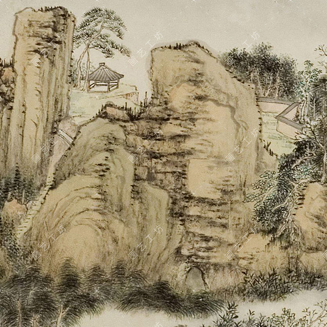 狮子林图卷电子版清代钱维城苏州园林山水国画临摹高清图