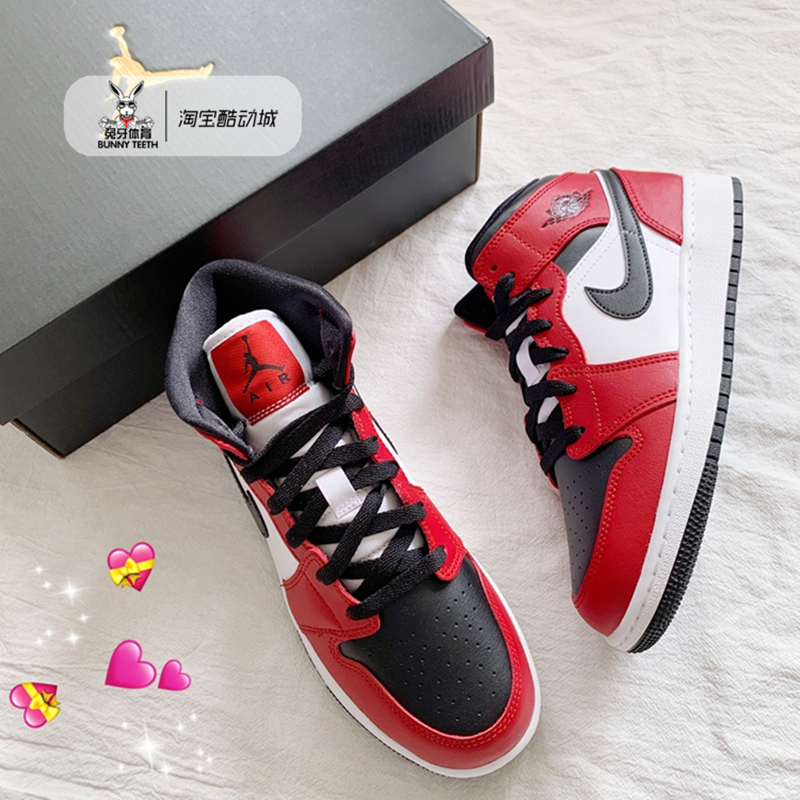 Air Jordan 1 Mid AJ1小芝加哥黑红脚趾中帮篮球鞋 554724-069-图2