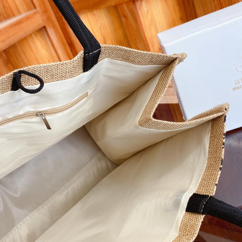 ins新款女士环保帆布包包手提袋大容量便当包便携亚麻通勤购物袋 - 图1