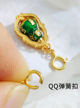 S925古法银镀金配件烧蓝无忧喜乐葫芦吊坠DIY手链项链配饰