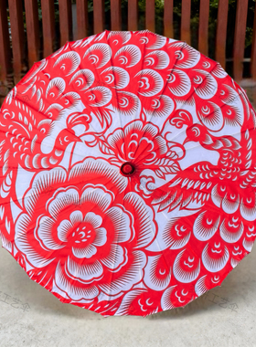 印花剪纸伞中国绸布汉服古风舞蹈演出走秀伞工艺装饰古典跳舞道具