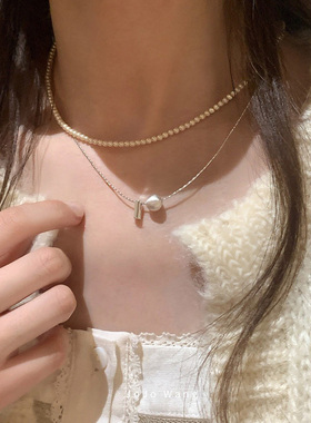 好法式的珍珠~多层复古项链好搭