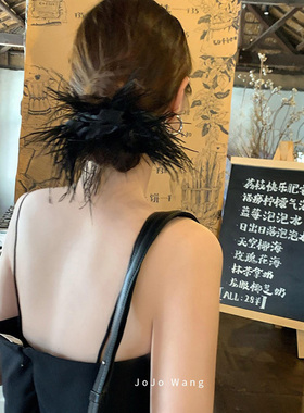 纯欲又质感~鸵鸟毛发圈女扎头发