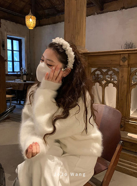 温暖居家~羊羔绒齿梳发箍女