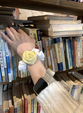 简单~棉布小黄花朵大肠发圈女
