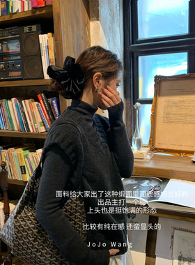 赵露思同款~高级感缎面大肠发圈女发绳气质黑双层发饰头绳韩国