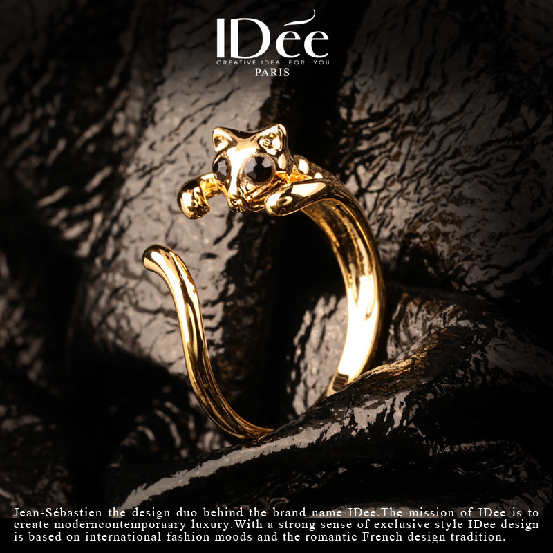 法国idee女食指戒韩式时尚小猫指环 idee戒指/指环