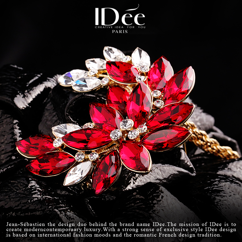 法国idee孔雀红宝石女毛衣高级胸针 idee胸针