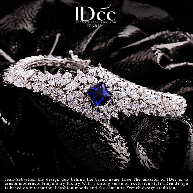 法国idee眷恋蓝宝石女潮百搭感手链 idee手链