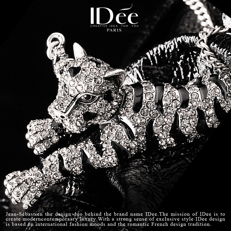 法国idee女潮牌锁骨短款豹个性吊坠 idee项链