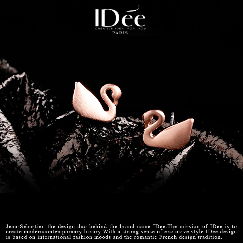 法国idee天鹅小女小巧气质轻奢耳钉 idee耳钉