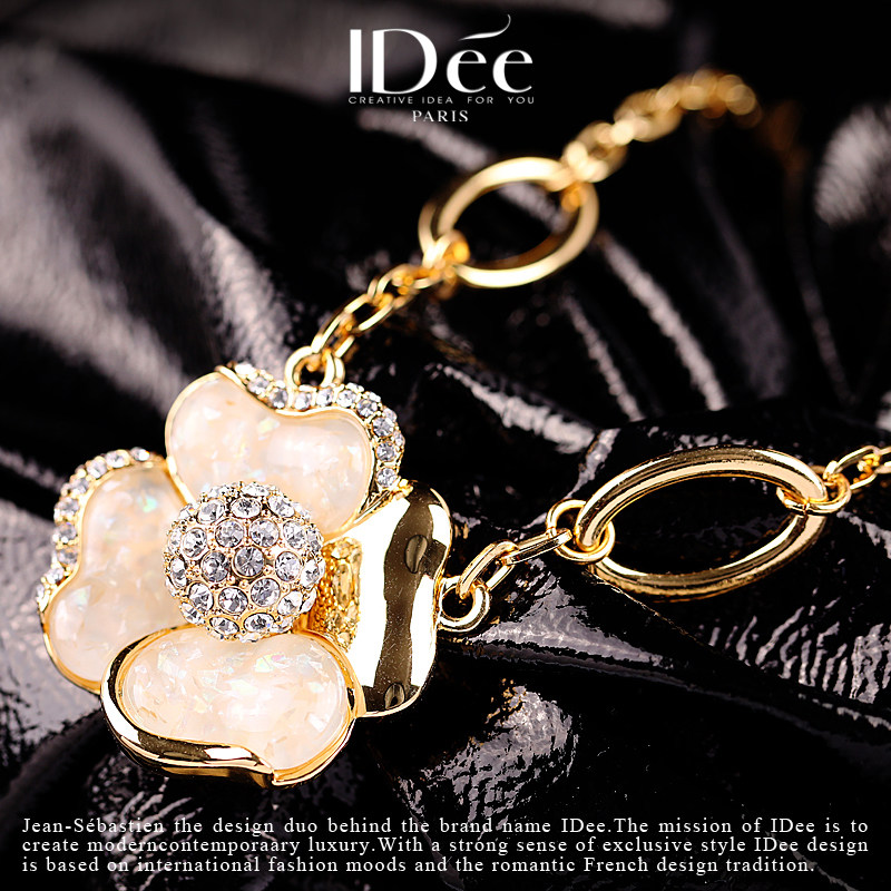 法国idee花朵毛衣女长款吊坠毛衣链 idee项坠/吊坠