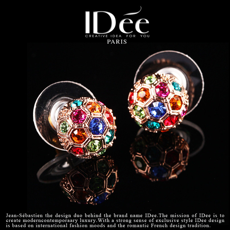 法国idee轻奢水晶球个性气质耳钉 idee耳钉