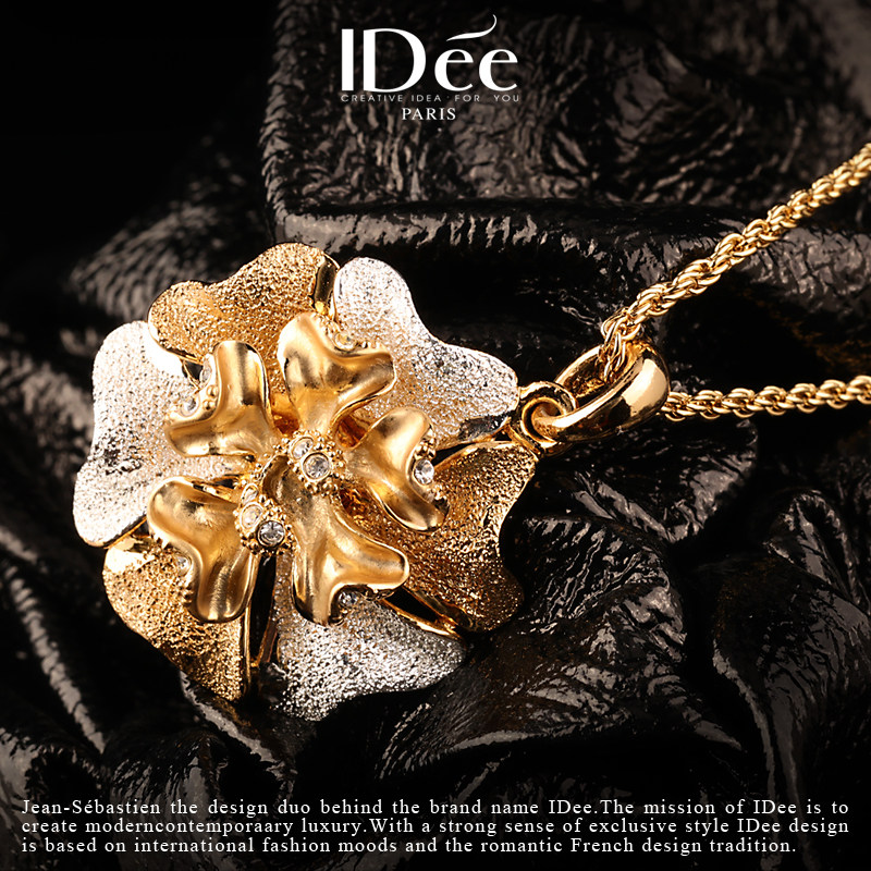 法国idee蔷薇花项链女套装气质耳钉 idee组合套装