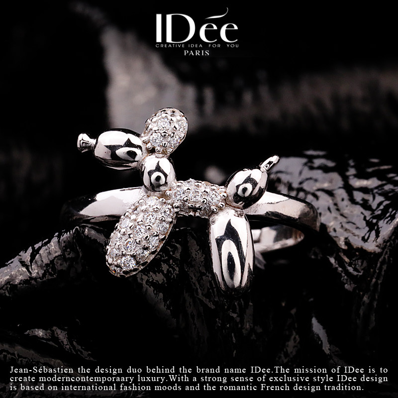 法国idee生肖小狗小女戒纯银戒指 idee戒指/指环