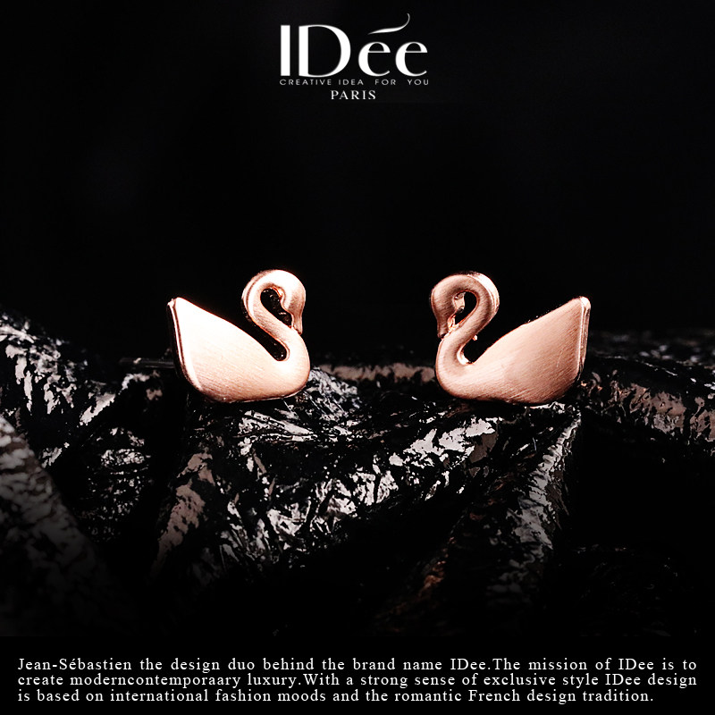 法国idee天鹅小女小巧气质轻奢耳钉 idee耳钉