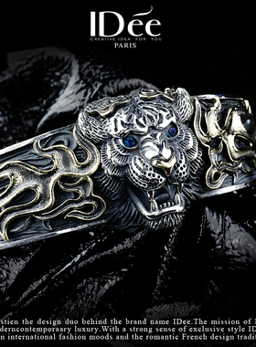 法国IDEE啸虎手镯男泰银嘻哈纯