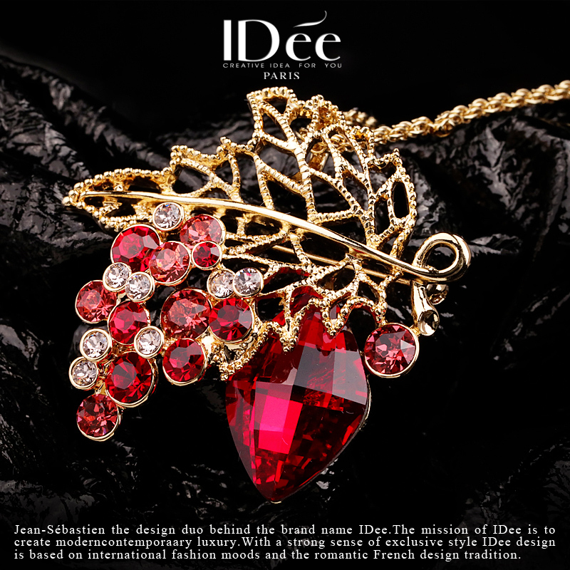 法国idee宝石长款18k金色女毛衣链 idee项坠/吊坠