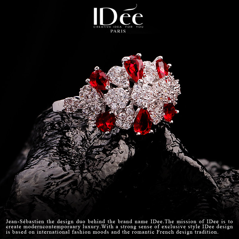法国idee邂逅红宝石女ins潮戒指环 idee戒指/指环