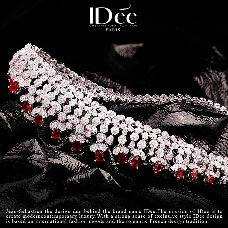 法国idee邂逅红宝石女时尚夸张吊坠 idee项链