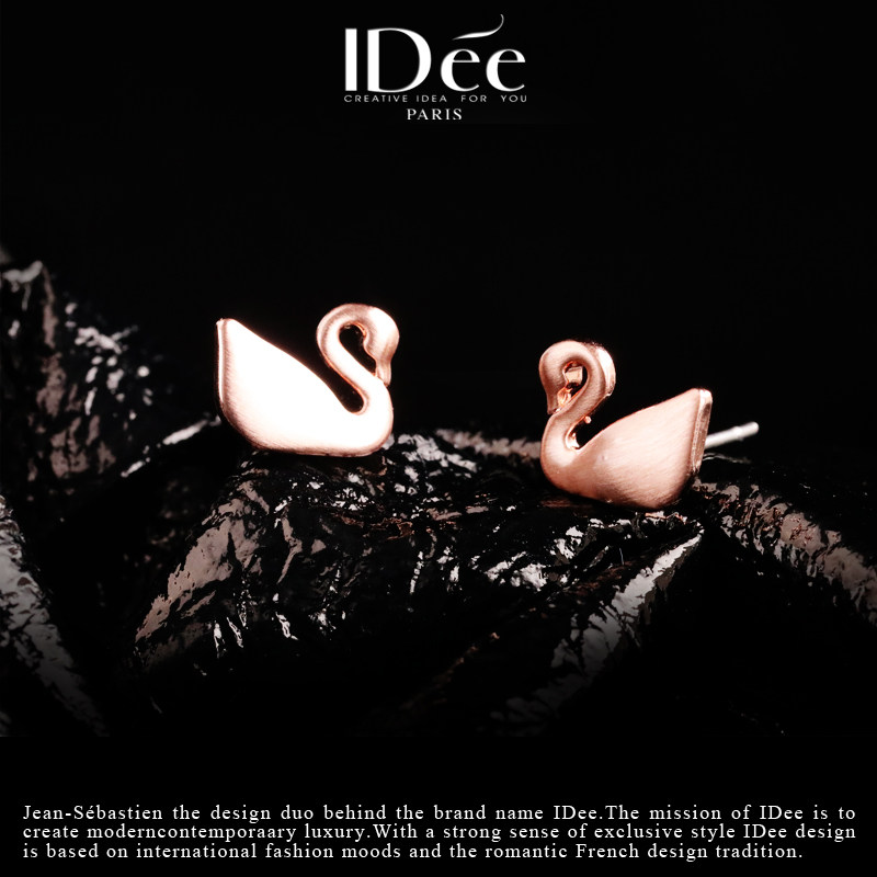法国idee天鹅小女小巧气质轻奢耳钉 idee耳钉