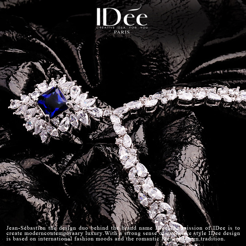 法国idee眷恋蓝宝石女时尚宴会吊坠 idee项链