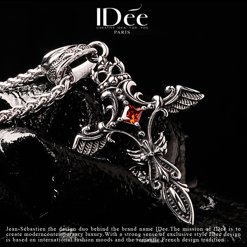 法国idee红钻十字架男潮牌羽翼挂坠 idee项坠/吊坠