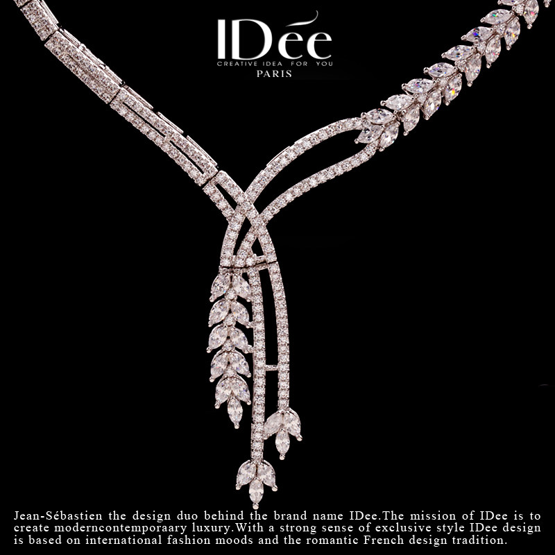 法国idee牵绊闪钻女时尚宴会吊坠 idee项链