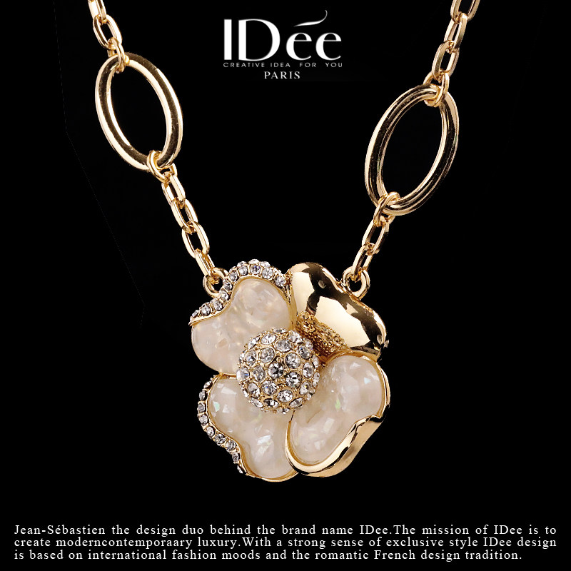 法国idee花朵毛衣女长款吊坠毛衣链 idee项坠/吊坠