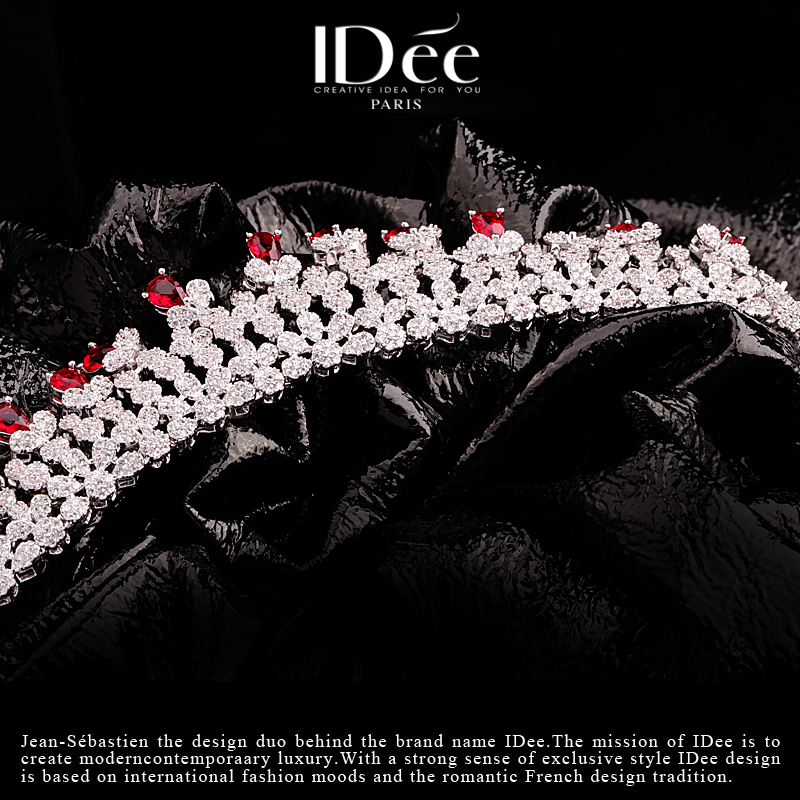 法国idee邂逅红宝石女时尚夸张吊坠 idee项链