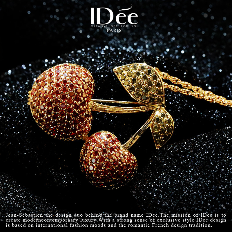 法国idee樱桃闪钻女轻奢潮牌宝石 idee项坠/吊坠