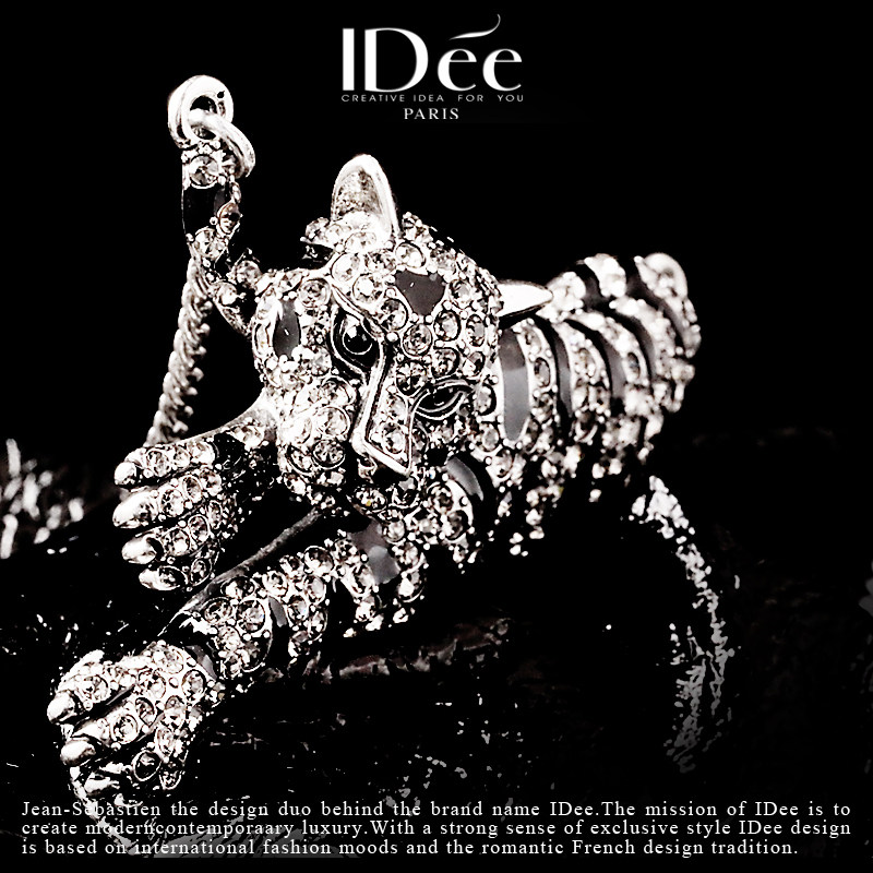 法国idee女潮牌锁骨短款豹个性吊坠 idee项链