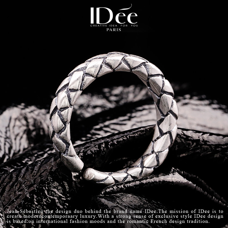 法国idee编织男女潮牌嘻哈银戒指 idee戒指/指环