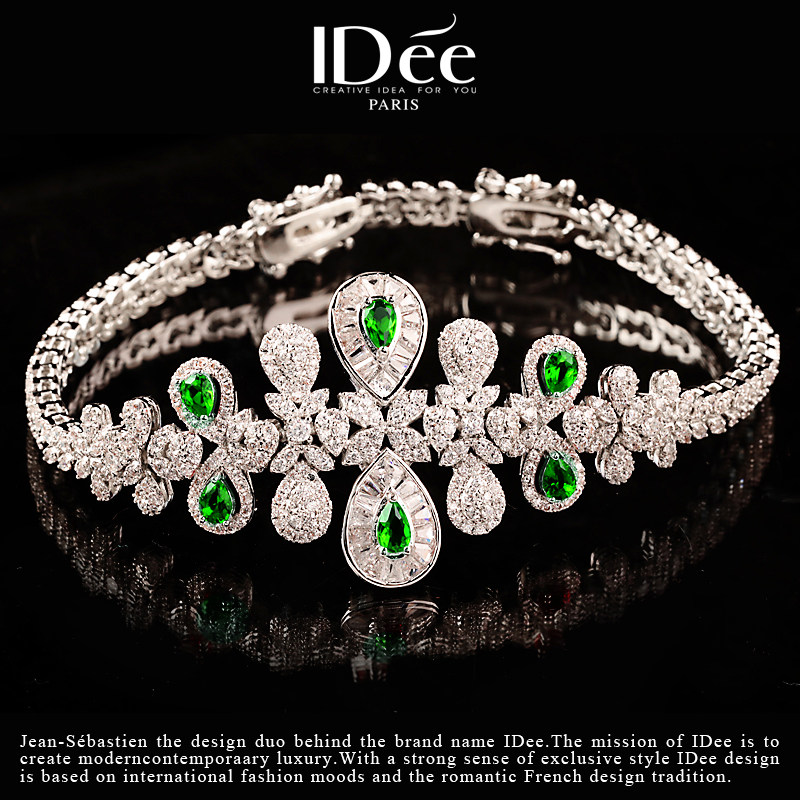 法国idee盛世祖母绿女高档轻奢项链 idee组合套装