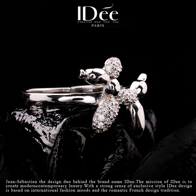 法国idee生肖小狗小女戒纯银戒指 idee戒指/指环