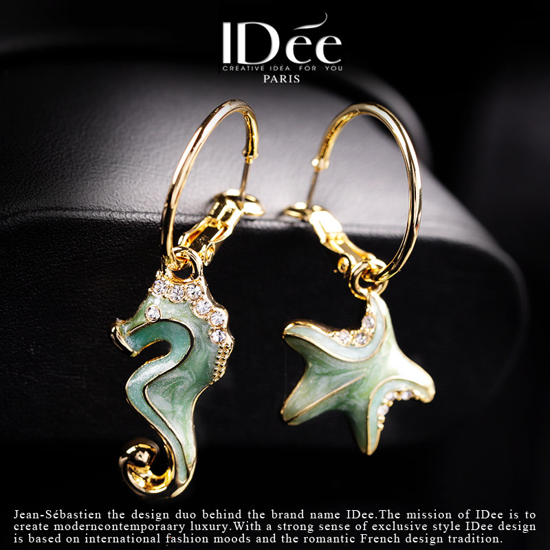 法国idee星星不对称女个性海马耳环 idee耳环