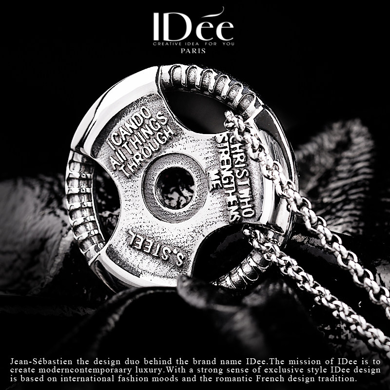 法国idee哑铃潮男潮牌个性吊坠挂件 idee项链