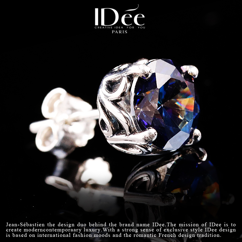 法国idee潮牌男女嘻哈彩蓝色耳钉 idee耳钉