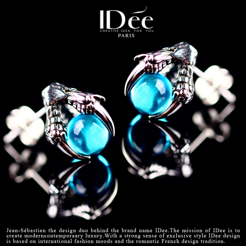 法国idee蓝宝石情侣男生高级感耳钉 idee耳钉