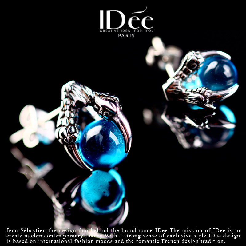 法国idee蓝宝石情侣男生高级感耳钉 idee耳钉