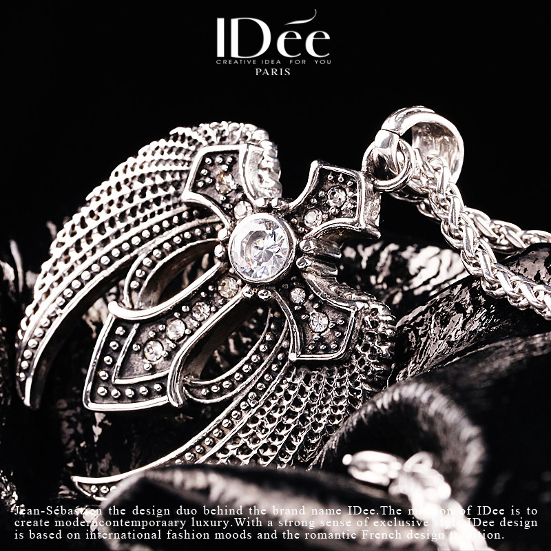 法国idee羽翼十字架男个性天使吊坠 idee项链