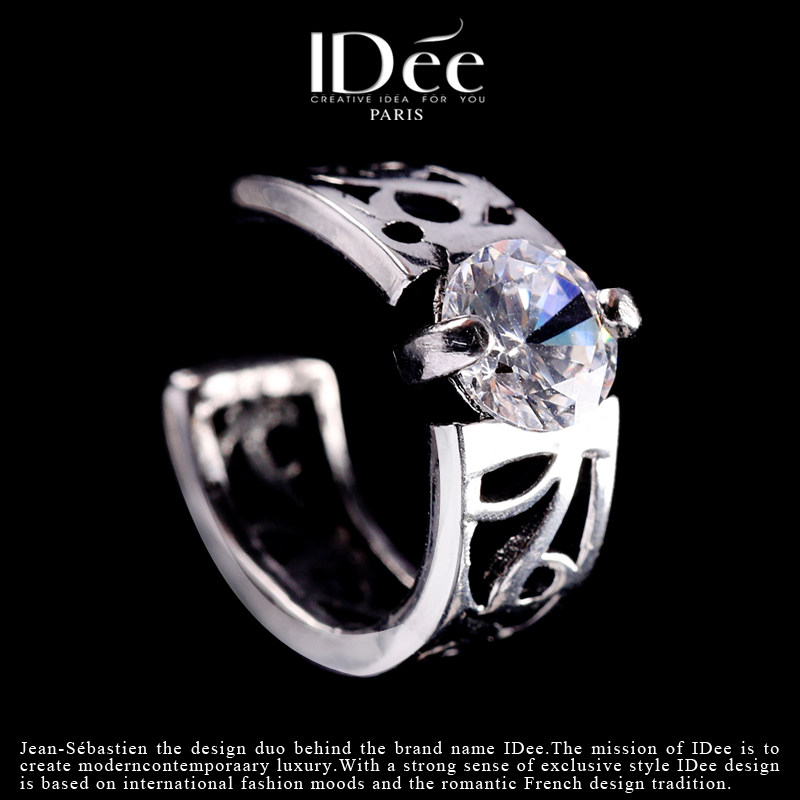 法国idee黑宝石男女生高级感耳夹 idee耳环