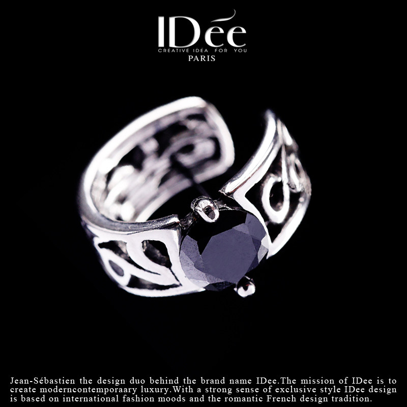 法国idee黑宝石男女生高级感耳夹 idee耳环