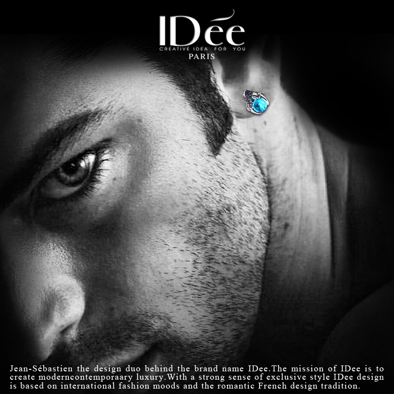 法国idee蓝宝石情侣男生高级感耳钉 idee耳钉